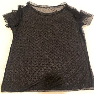 Victoria’s Secret black mesh top w polka dots
